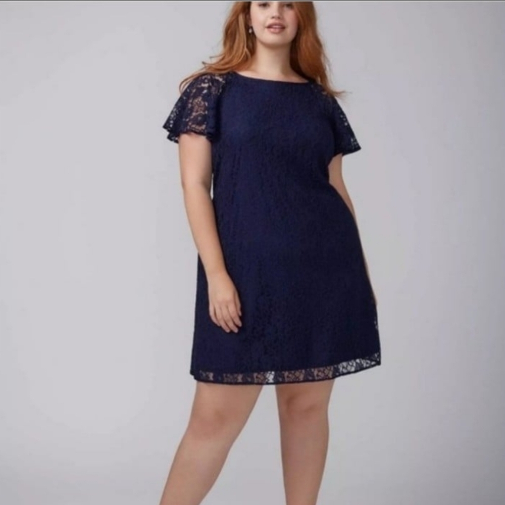 Lane Bryant Lace Swing Dress Navy Blue Size 20 NWT